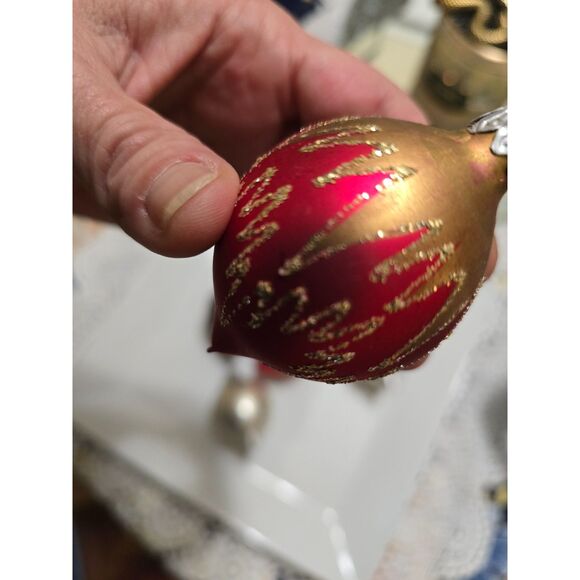 VTG Glass Tear Shaped Ornaments 7 Satin Teardrop 3 " - Picture 4 of 5